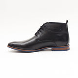 Lucini Formal Men Black Leather Formal Heels Lace-Up Boots Wedding Office - BOOTSANDLEATHER