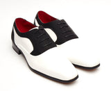 Rossellini Armando Mens Shoes White Patent Black Nubuck Lace Up Pointed Casual - BOOTSANDLEATHER