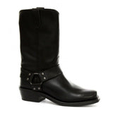 Grinders Rare Old Waxy Renegade Unisex Hi Biker Black Leather Boots - BOOTSANDLEATHER