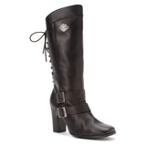Harley Davidson Shelia Ladies Leather Biker Boots Bike Black Motorbike - BOOTSANDLEATHER