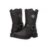 Harley Davidson Ladies Barford Black Leather Side Zip Biker Boots - BOOTSANDLEATHER