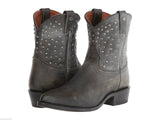 Harley Davidson Ladies Kira Distressed Black Grey Leather Western Boots Biker - BOOTSANDLEATHER