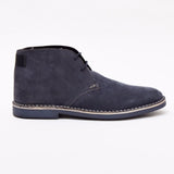 Lucini Men Blue Navy Suede Lace Up Desert Chukka 2 Eyelet Boots Chisel Toe - BOOTSANDLEATHER