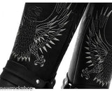 Grinders New Unisex Bald Eagle Boot Black Biker Cowboy Western Leather Boots - BOOTSANDLEATHER