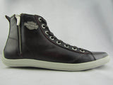 Harley Davidson Oberlin Dark Brown Leather Biker Men Shoes High Top Sneaker Zip - BOOTSANDLEATHER