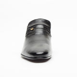 Lucini Formal Mens Mocassin Cuban Heels Real Leather Slip On Wedding Shoes Black - BOOTSANDLEATHER