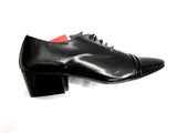 Lucini Formal Mens Cuban Heels Real Leather Lace Up Wedding Shoes Black Mat - BOOTSANDLEATHER