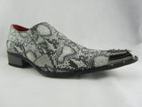 Rossellini Benitez Men Shoes Black Leather Snake Skin Lined Metal Pointed Rock - BOOTSANDLEATHER
