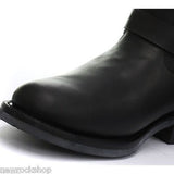 Grinders Charger Lo Men'S Oily Full Black Biker Style Leather Ankle Boots New - BOOTSANDLEATHER