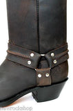 Grinders Harness Hi Brown Western Leather Biker Boots High Cowboy Boot - BOOTSANDLEATHER