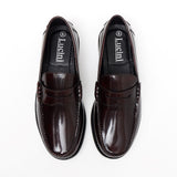 Lucini Formal Men Red Oxblood Leather Moccasin Heels Shoes Goodyear Welted - BOOTSANDLEATHER