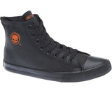 Harley Davidson Baxter Biker Men Shoes High Top Sneaker Black Orange Leather - BOOTSANDLEATHER
