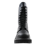 Angry Itch 10 Hole Combat Boots Black Leather Army Ranger Steel Toe Punk - BOOTSANDLEATHER