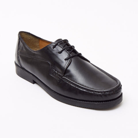 Lucini Formal Men Black Sheep Leather 3 Eyelet Comfort Shoes Wedding Office Work - BOOTSANDLEATHER