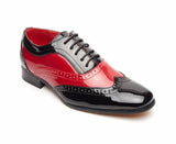 Rossellini Borsalino Mens Shoes Lace Up Brogue Black Red Pointed Casual Shoe - BOOTSANDLEATHER
