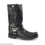 Harley Davidson Sawyer Black Silver Leather Men Boots Motorcycle Biker Moto Bike - BOOTSANDLEATHER