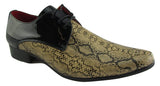 Rossellini Retalino Mens Shoes Tan Beige Faux Snake Black Patent Lace Up - BOOTSANDLEATHER