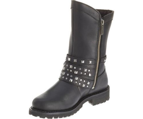 Harley Davidson Adrian Ladies Biker Boots Black Leather Triple