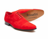 Rossellini Mario Mens Shoes Red Faux Suede Lace Up Pointed Casual Shoe - BOOTSANDLEATHER