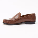 Lucini Formal Men Tan Brown Leather Moccasin Heels Shoes Slip On Casual Loafer - BOOTSANDLEATHER