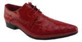Rossellini Prato Z3 Mens Shoes Lace Up Red Patent Pointed Casual Shoe - BOOTSANDLEATHER