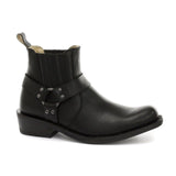 Grinders Rare Waxy Renegade Low Unisex Biker Black Leather Western Boots - BOOTSANDLEATHER