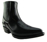 Grinders Austin Men Black Leather Ankle Zip Black Boots Block Heel - BOOTSANDLEATHER