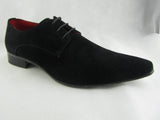 Rossellini Azzurra Mens Shoes Black Faux Suede Lace Up Pointed Casual Shoe - BOOTSANDLEATHER