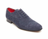 Rossellini Mario Mens Shoes Blue Faux Suede Lace Up Pointed Casual Shoe - BOOTSANDLEATHER