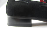 Rossellini Jersey Mens Moccasin Shoes Black Faux Suede Loafer Tussle - BOOTSANDLEATHER