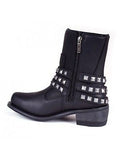 Harley Davidson Ladies Kellyn Black Leather Boot  Biker Zip Boots Studs Straps - BOOTSANDLEATHER