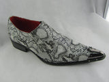 Rossellini Benitez Men Shoes Black Leather Snake Skin Lined Metal Pointed Rock - BOOTSANDLEATHER