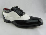 Rossellini Borsalino Mens Shoes Lace Up Brogue Black White Pointed Casual Shoe - BOOTSANDLEATHER