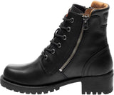 Harley Davidson Ladies Asher Black Leather Zip Lace-Up Boot Biker Boots - BOOTSANDLEATHER