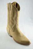 Loblan 2616 Tan Waxy Leather Cowboy Boots Hand Made Classic Biker Western 206 - BOOTSANDLEATHER