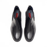 Lucini Formal Men Black Leather Formal Chelsea Slip-On Boots Wedding Office - BOOTSANDLEATHER