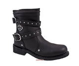 Harley Davidson Women'S Chryse Black Leather 6.5-Inch New Motorcycle Boots - BOOTSANDLEATHER