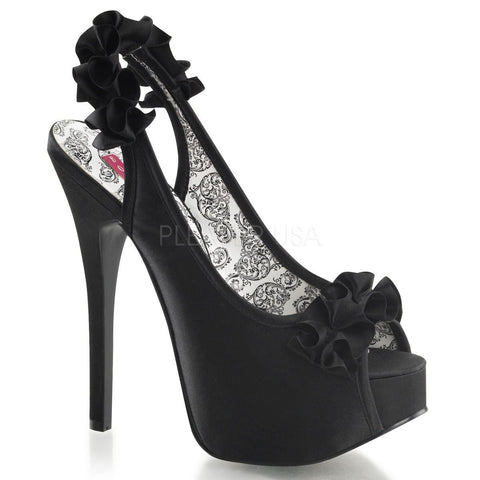 Bordello Teeze 56 Ladies Black Peep Toes Shoes Platform Heel Pump Sandal - BOOTSANDLEATHER