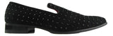 Rossellini Baldoria Mens Shoes Black Faux Suede Studded Heel Loafer Mocasin - BOOTSANDLEATHER