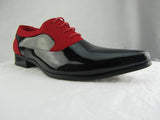 Rossellini Armando Mens Shoes Black Patent Red Nubuck Lace Up Pointed Casual - BOOTSANDLEATHER