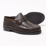 Lucini Formal Men Brown Sheep Leather Moccasin Heels Shoes Slip On Wedding - BOOTSANDLEATHER