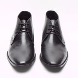 Lucini Men Black Leather Lace Up Desert Chukka 3 Eyelet Boots Chisel Toe - BOOTSANDLEATHER