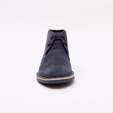 Lucini Men Blue Navy Suede Lace Up Desert Chukka 2 Eyelet Boots Chisel Toe - BOOTSANDLEATHER