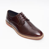 Lucini Formal Men Burgundy Leather Formal Lace-Up Shoes Wedding Office - BOOTSANDLEATHER