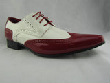 Rossellini Prato Z2 Mens Shoes Lace Up Brogue Red White Pointed Casual Shoe - BOOTSANDLEATHER