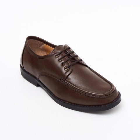 Lucini Formal Men Brown Leather 4 Eyelet Lace Up Comfort Shoes Wedding Office - BOOTSANDLEATHER