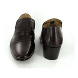 Lucini Formal Mens Cuban Heels Real Leather Slip On Wedding Shoes Brown - BOOTSANDLEATHER
