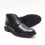 Lucini Formal Men Black Leather Formal Heels Lace-Up 5 Hole Boots Wedding Office - BOOTSANDLEATHER