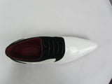 Rossellini Armando Mens Shoes White Patent Black Nubuck Lace Up Pointed Casual - BOOTSANDLEATHER