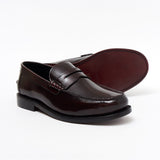 Lucini Formal Men Red Oxblood Leather Moccasin Heels Shoes Goodyear Welted - BOOTSANDLEATHER